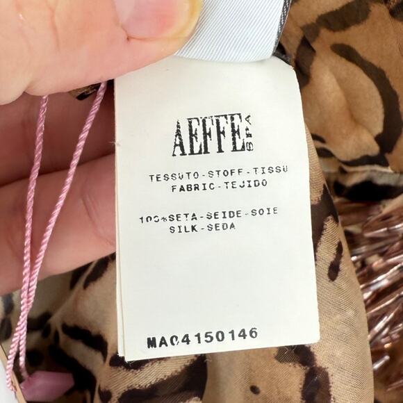 Alberta Ferretti Beaded Brown Print Silk Flutter Sleeve Boho Dress, Size 4 - Picture 6 of 8